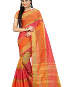 Orange Woven Cotton Silk Saree with blouse