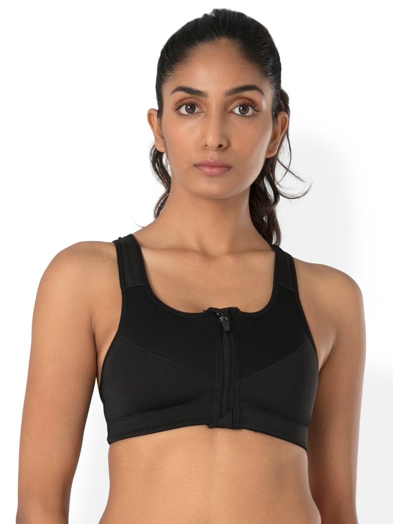 Black bras Zip Front Sport Bra