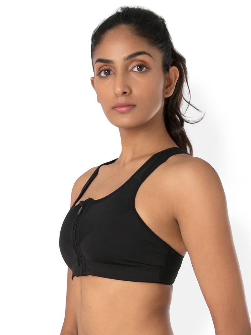 Black bras Zip Front Sport Bra