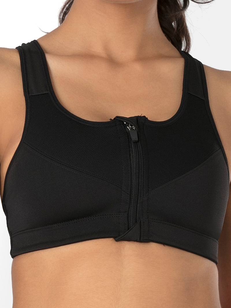 Black bras Zip Front Sport Bra