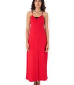 Red sleepwear Cotton and Lace Strappy Nightdress