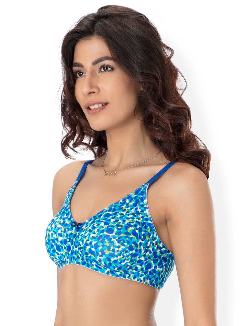 Blue bras Cotton Full Cover Wireless Bra