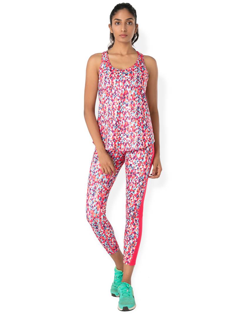 Coral Aztec workout gym wear Full Legging