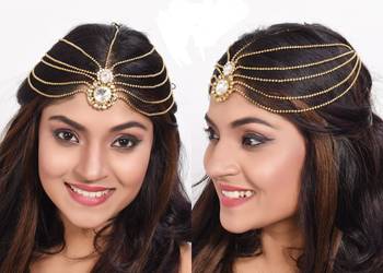 Fancy Design Matha Patti For Wedding Gold Finishing In White Stone 1