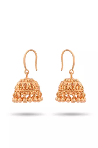 Golden jhumkis hook type Medium size one gram gold