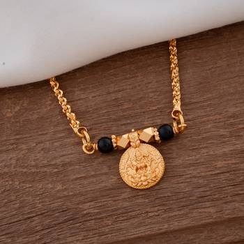 Golden mangalsutra LONG with Laxmi coin vati one gram gold 1