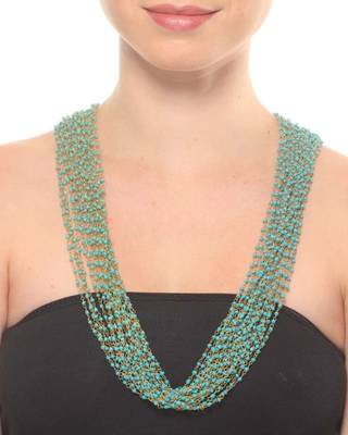 Turquoise Beaded Long Multistrand Necklace 1