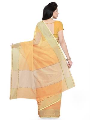 yellow plain super net saree with blouse 2