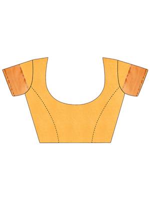 yellow plain super net saree with blouse 4