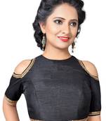 Black Zari Hems Dupion Silk  Stitched Blouse