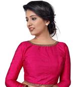 Pink Zari Hems Raw Silk  Stitched Blouse