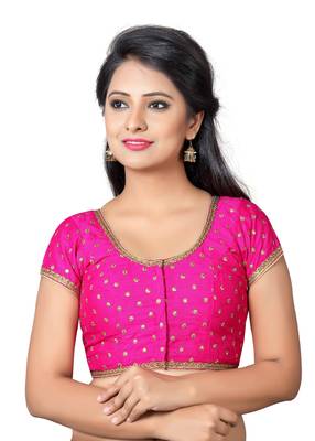 Pink Zari Embellished Dupion Silk  Stitched Blouse 1