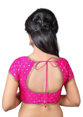Pink Zari Embellished Dupion Silk  Stitched Blouse 2