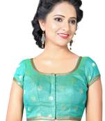 Rama Green Zari Lace Hems Silk  Stitched Blouse