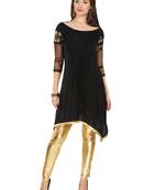 ira-soleil Black ethnic polyester lycra womens kurta