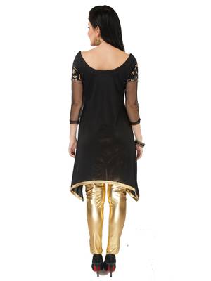 ira-soleil Black ethnic polyester lycra womens kurta 3