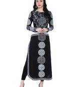 ira-soleil Black Polyester lycra printed long kurta