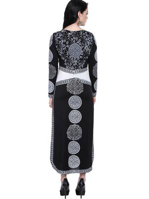 ira-soleil Black Polyester lycra printed long kurta 2