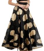 Ira soleil Black all over printed made with dupiyon flared long skirt