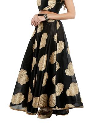 Ira soleil Black all over printed made with dupiyon flared long skirt 2