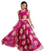 Ira soleil Pink all over printed made with dupiyon flared long skirt