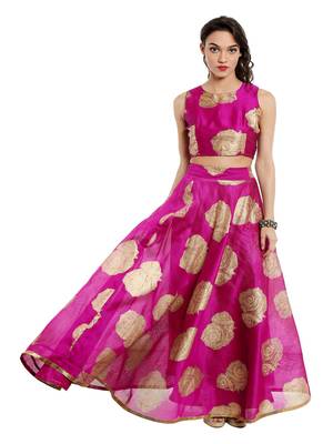 Ira soleil Pink all over printed made with dupiyon flared long skirt 2