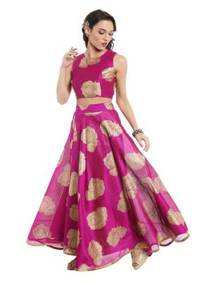 Ira soleil Pink all over printed made with dupiyon flared long skirt 3