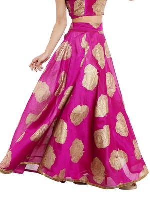 Ira soleil Pink all over printed made with dupiyon flared long skirt 4