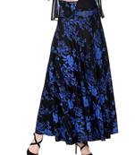 Ira soleil 2pc set of belt with Black all over printed flared polyester lycra skirt