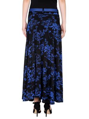 Ira soleil 2pc set of belt with Black all over printed flared polyester lycra skirt 4