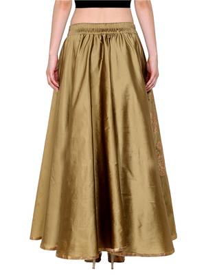 Ira soleil Gold made of poly tafetta block printed flared skirt 4
