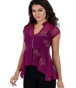 Ira soleil Purple chiffon printed short top