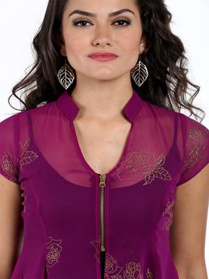 Ira soleil Purple chiffon printed short top 5