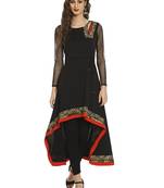 ira-soleil Black high low polyester lycra kurta