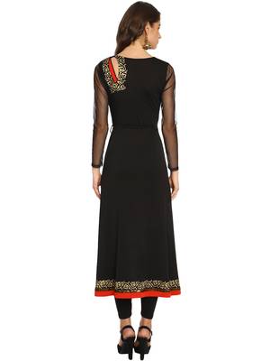 ira-soleil Black high low polyester lycra kurta 3