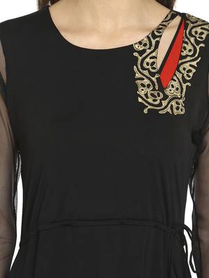 ira-soleil Black high low polyester lycra kurta 5