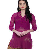 ira-soleil 2 pc set on purple singlet with chiffon kurti