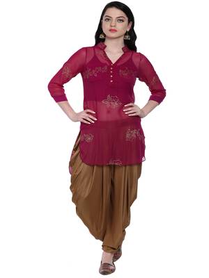 ira-soleil 2 pc set on purple singlet with chiffon kurti 2