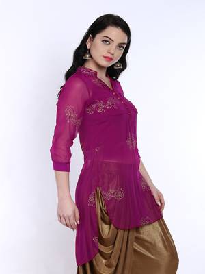 ira-soleil 2 pc set on purple singlet with chiffon kurti 4