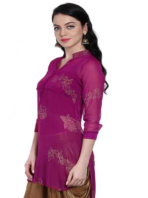 ira-soleil 2 pc set on purple singlet with chiffon kurti 5