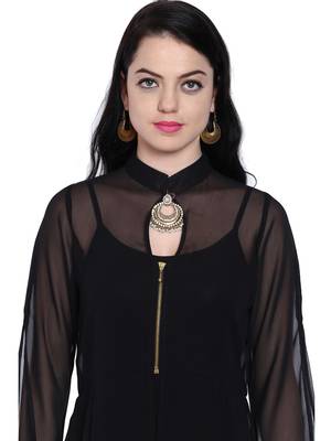 ira-soleil 2pc set of jewellery with Black georgette lon kurti 5
