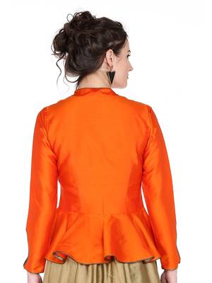 Ira soleil orange made of poly taffeta peplum top 3