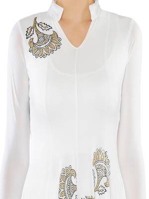 ira-soleil White polyester lycra block printed high low anarkali kurta 3