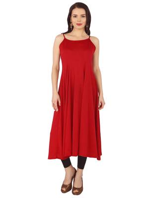 ira-soleil 2 pc set of Maroon polyester lycra anarkali inner with grey chiffon long kurta 2
