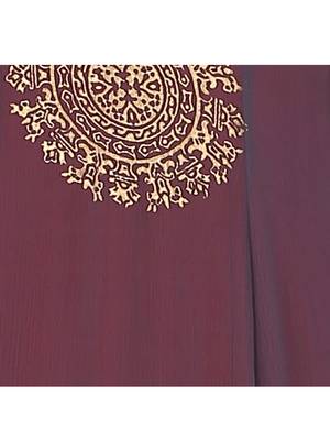 ira-soleil 2 pc set of Maroon polyester lycra anarkali inner with grey chiffon long kurta 5
