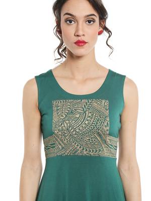 ira-soleil Green polyester lycra long slit kurta 4