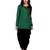 ira-soleil Green tafetta cut and sew with Black polyester lycra kurti