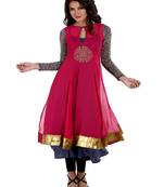 ira-soleil 2 pcs Long Anarkali with Inner made in Polyester Lycra and Chiffon Fabric