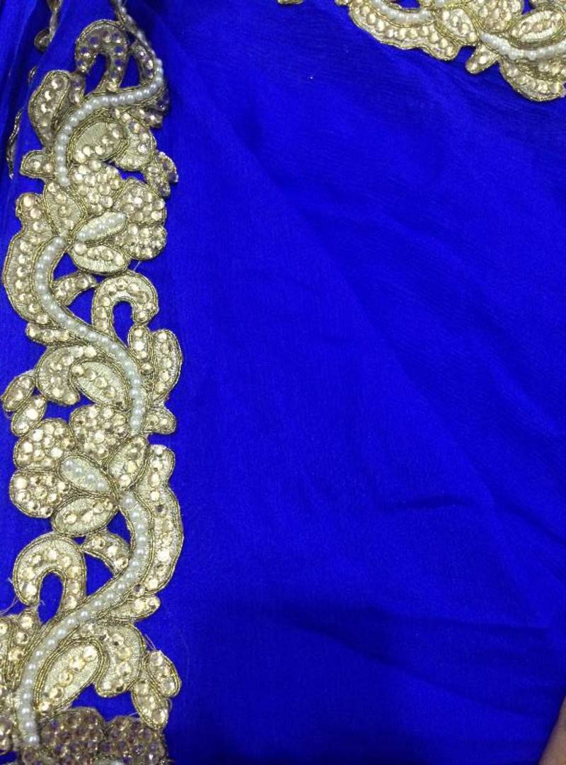 Blue Georgette Printed Saree RV05 main image 0