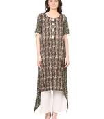 green printed viscose stitched kurti